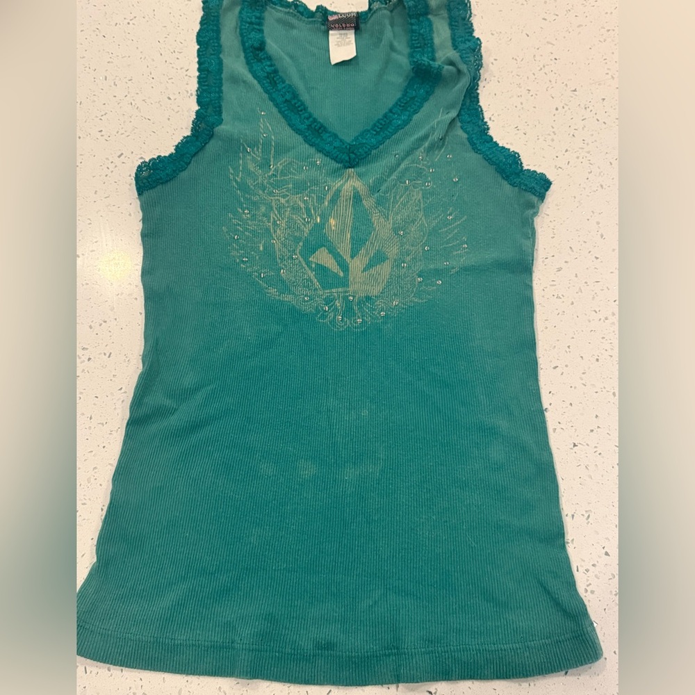 Y2K Vintage Volcom lace trim ribbed tank